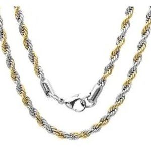 MEALGUET Stainless Steel Dual Tone Rope Necklace